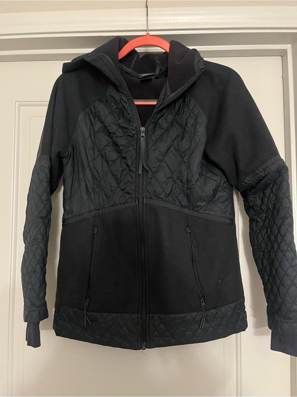 Women's Two-Tone Grey Quilted Hooded Jacket